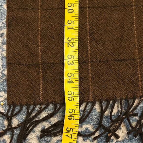 Brooks Brother Camel Hair Brown Design Fringe Scarf Made In USA Work Academia - Picture 8 of 8